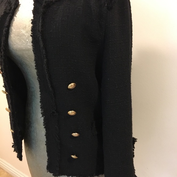 NWT classic black textured jacket w/gold buttons - Picture 4 of 8